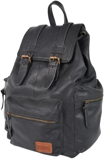 ALOZAY Leather Laptop Backpack for Women and Men (Black)