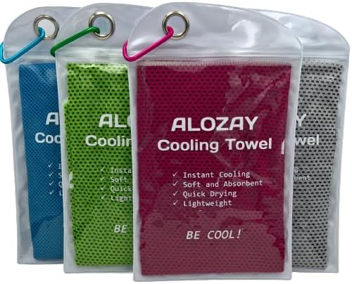 ALOZAY 4 Pack Cooling Towels for Neck and Face, Gym, Yoga, Workout