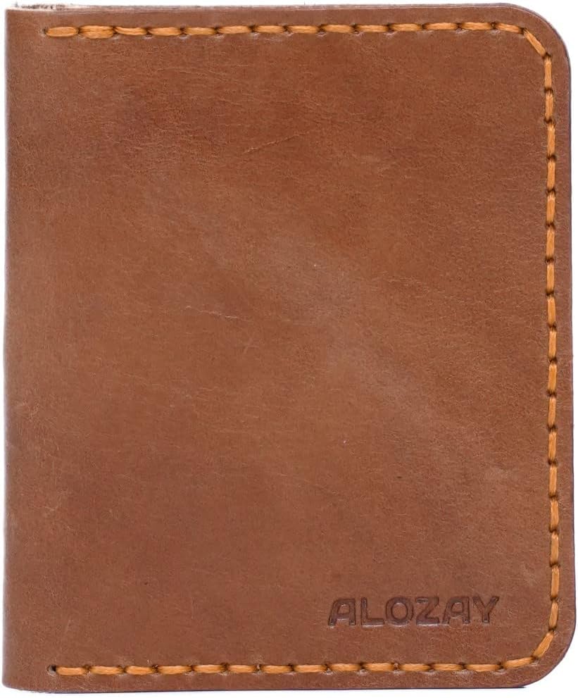 ALOZAY Minimalist Slim Bifold Wallet (Brown)