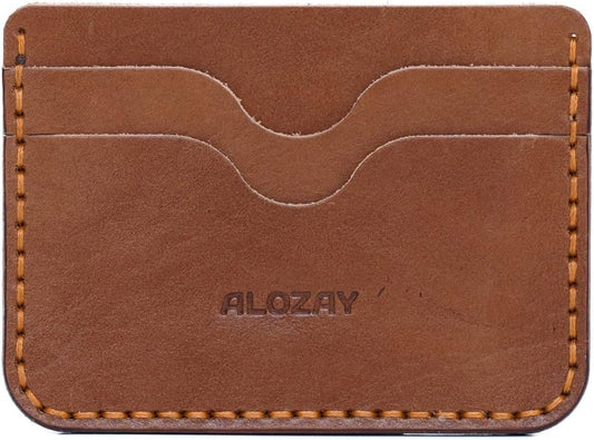 ALOZAY Mini Credit Card Holder Wallet (Brown)