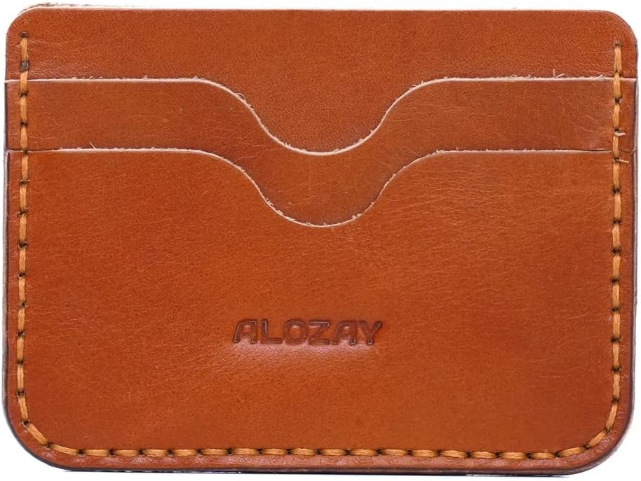 ALOZAY Mini Credit Card Holder Wallet (Tan)