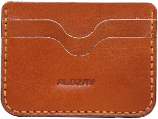 ALOZAY Mini Credit Card Holder Wallet (Tan)