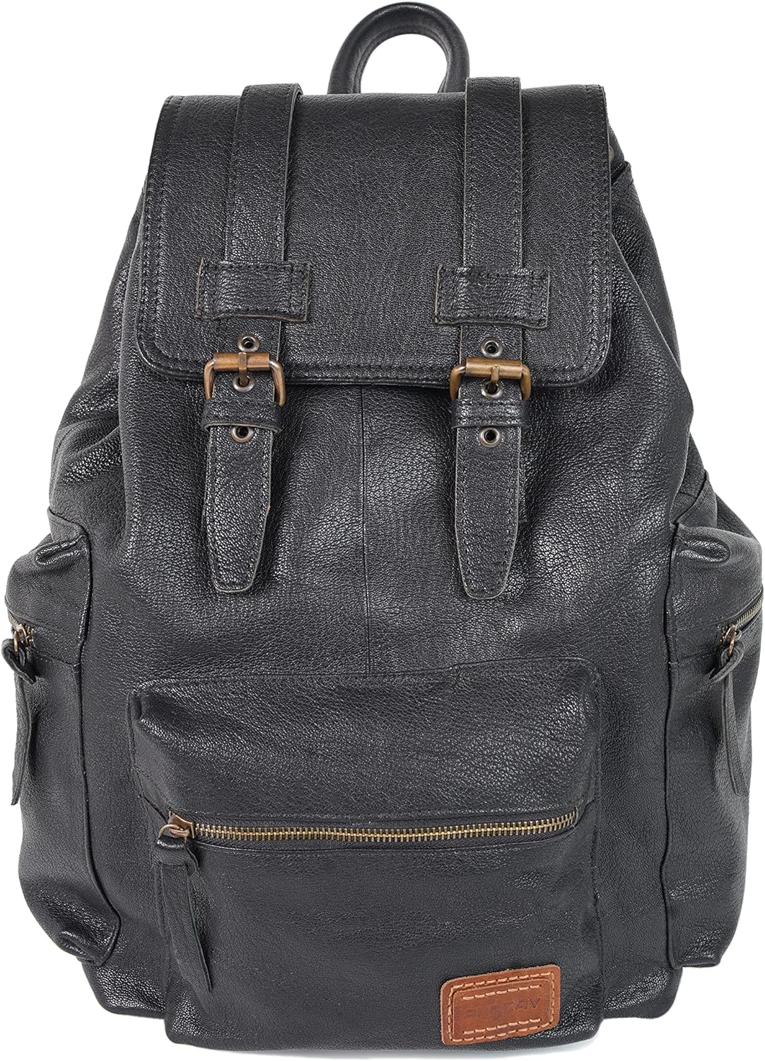 ALOZAY Leather Laptop Backpack for Women and Men (Black)