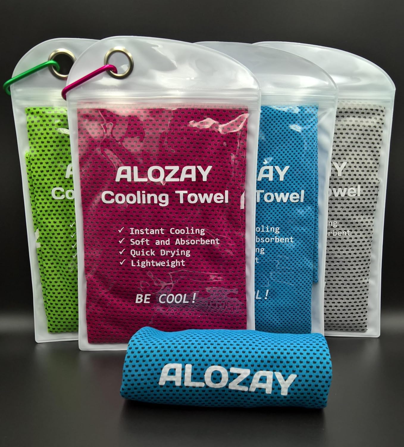 ALOZAY 4 Pack Cooling Towels for Neck and Face, Gym, Yoga, Workout