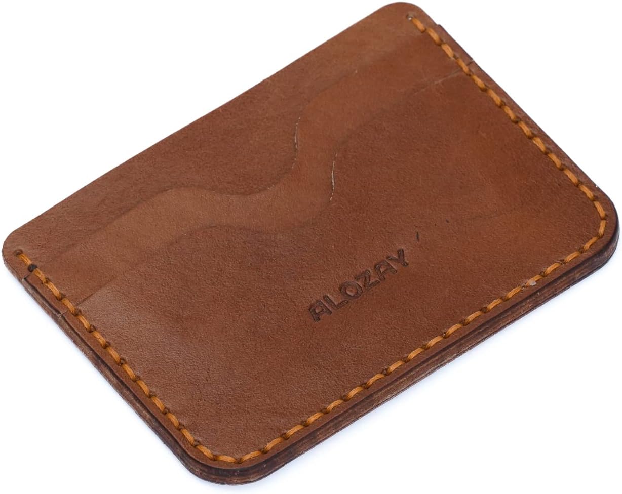 ALOZAY Mini Credit Card Holder Wallet (Brown)