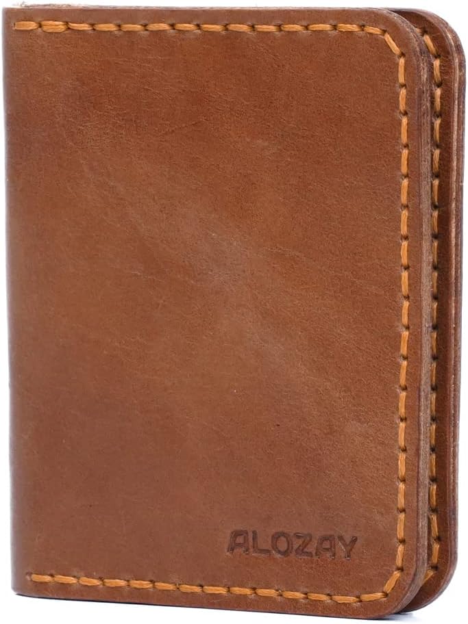 ALOZAY Minimalist Slim Bifold Wallet (Brown)