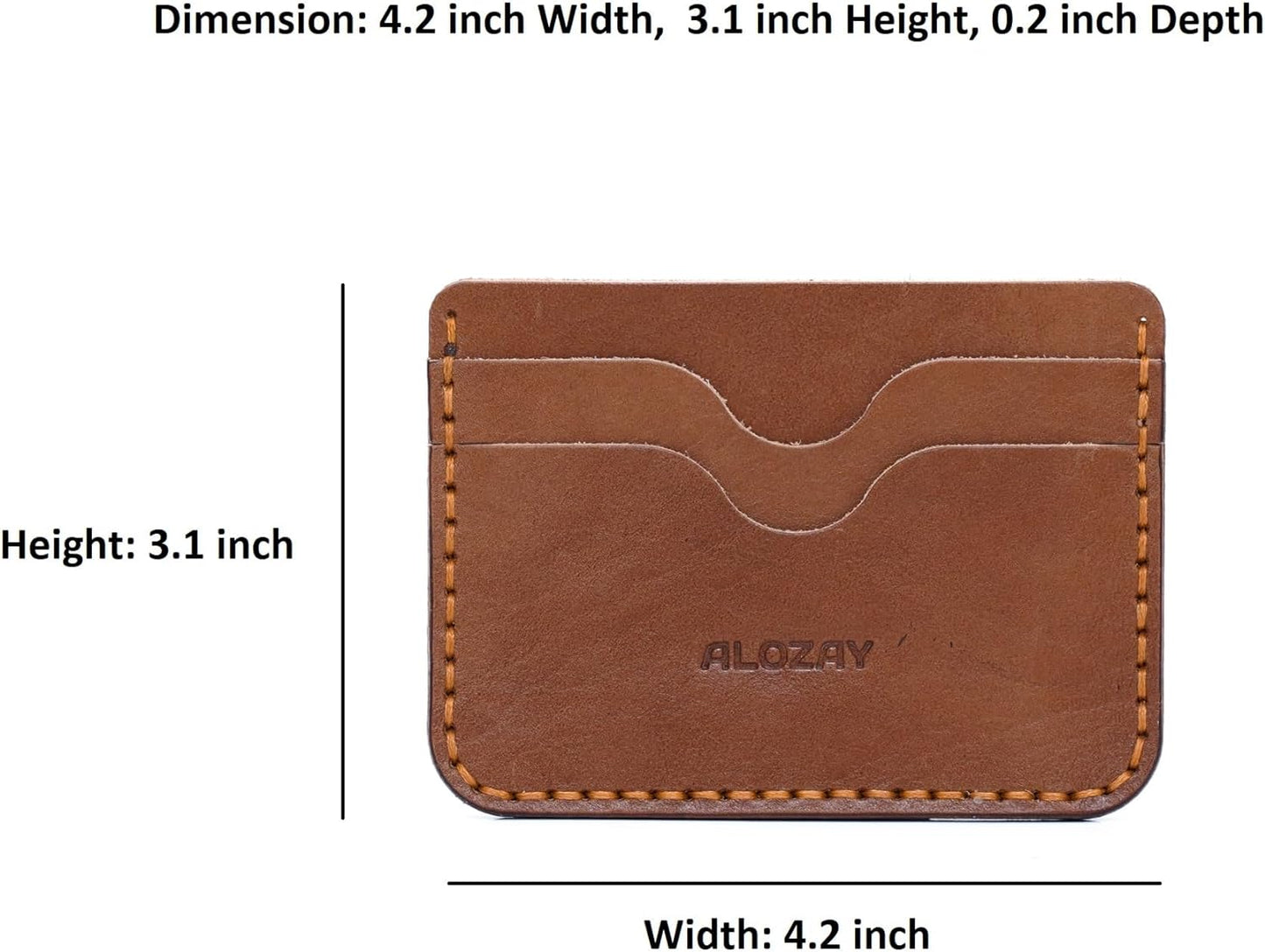 ALOZAY Mini Credit Card Holder Wallet (Brown)