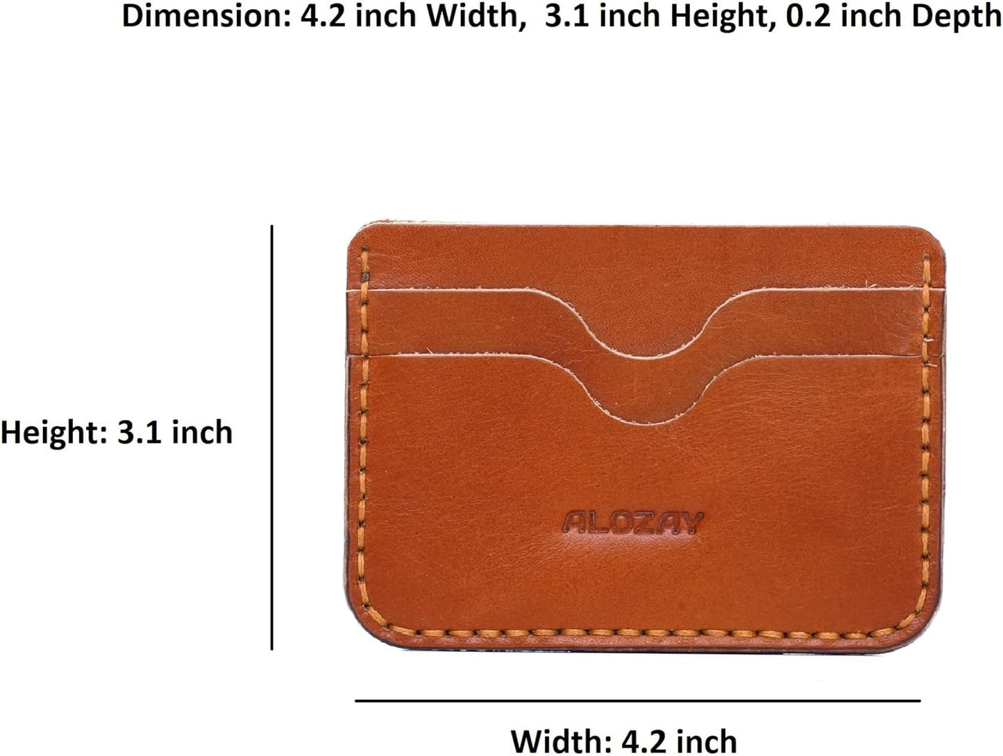 ALOZAY Mini Credit Card Holder Wallet (Tan)