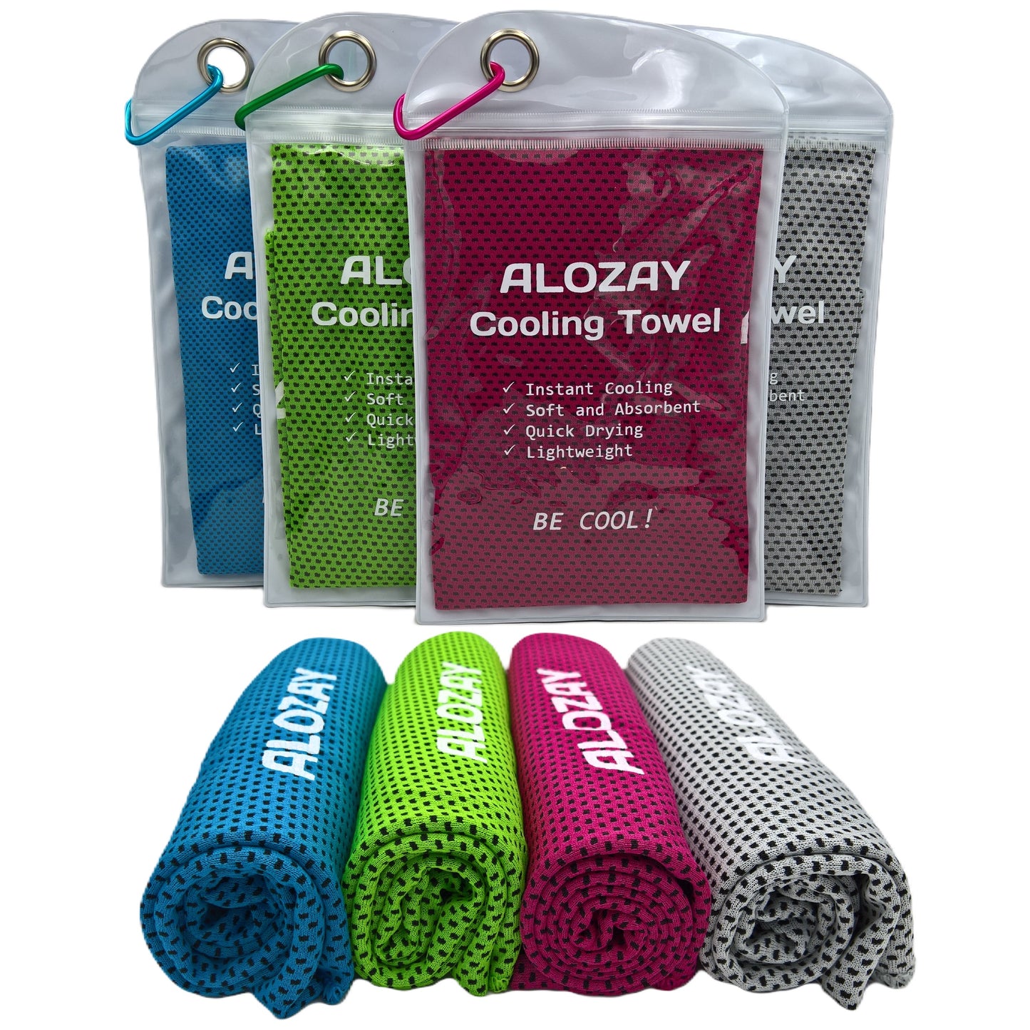 ALOZAY 4 Pack Cooling Towels for Neck and Face, Gym, Yoga, Workout