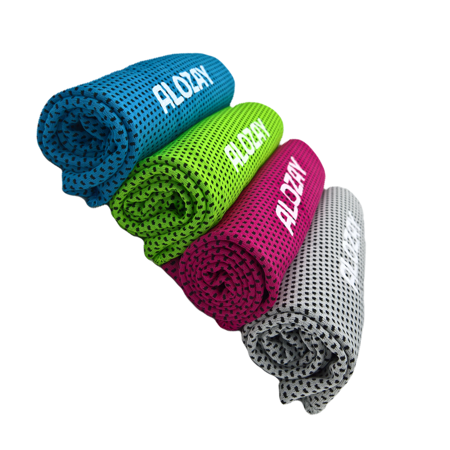 ALOZAY 2 Pack Cooling Towels for Yoga and Gym (Green/Rose Red)