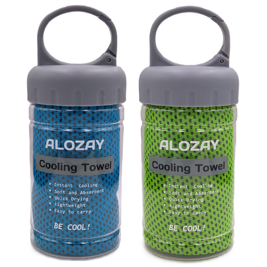 ALOZAY 2 Pack Cooling Towels for Yoga and Gym (Blue/Green)