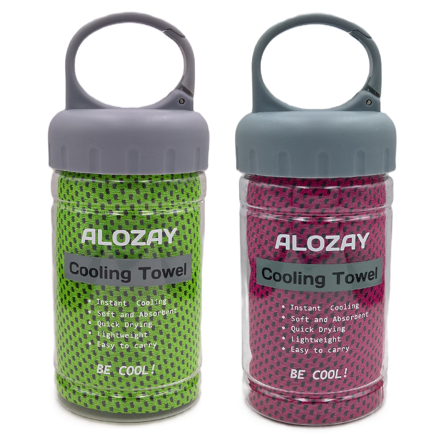 ALOZAY 2 Pack Cooling Towels for Yoga and Gym (Green/Rose Red)