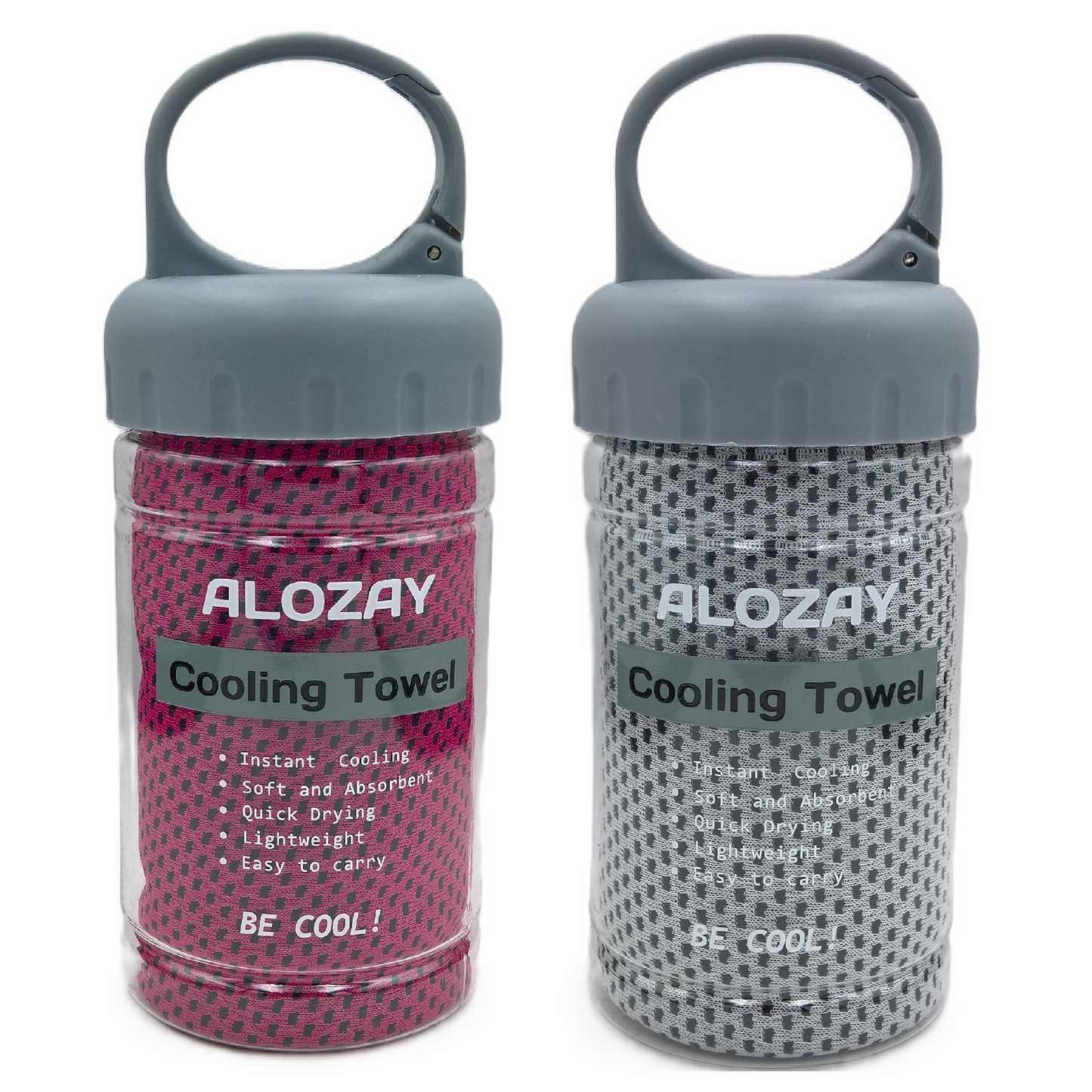 ALOZAY 2 Pack Cooling Towels for Yoga and Gym (Rose Red/Grey)